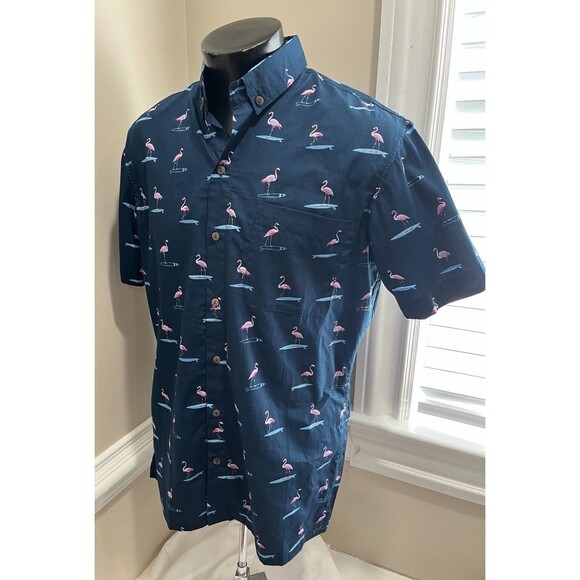 Kenny Flowers Shirt Mens Large Blue The Waka Flockers Flamingo Camp Hawaiian - Picture 6 of 14
